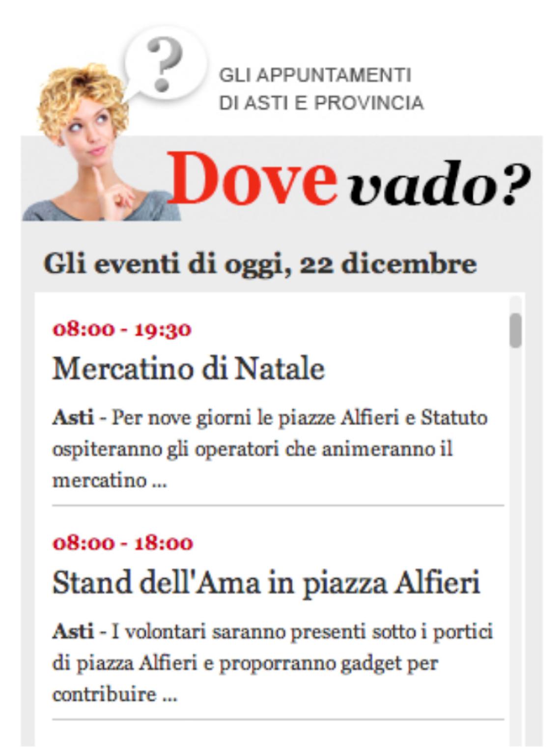 Dove vado? Tutti gli eventi nella nostra agenda