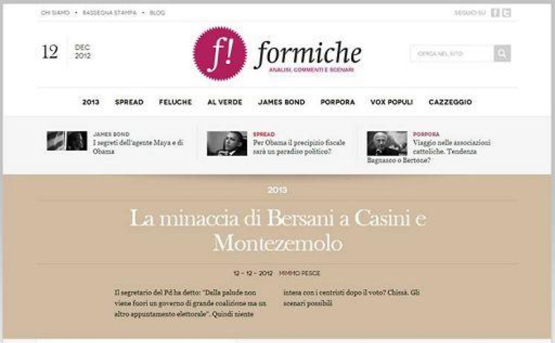 Editoria/ Formiche, on line il nuovo sito diretto da Arnese