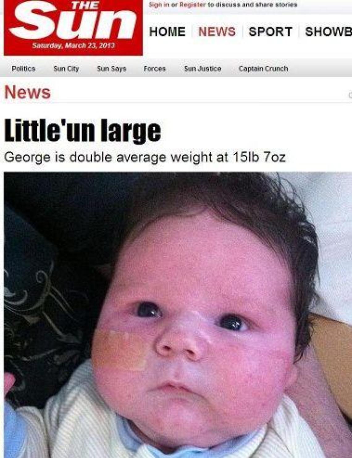 Gb/ "George il gigante", bimbo circa 7 kg nato parto naturale