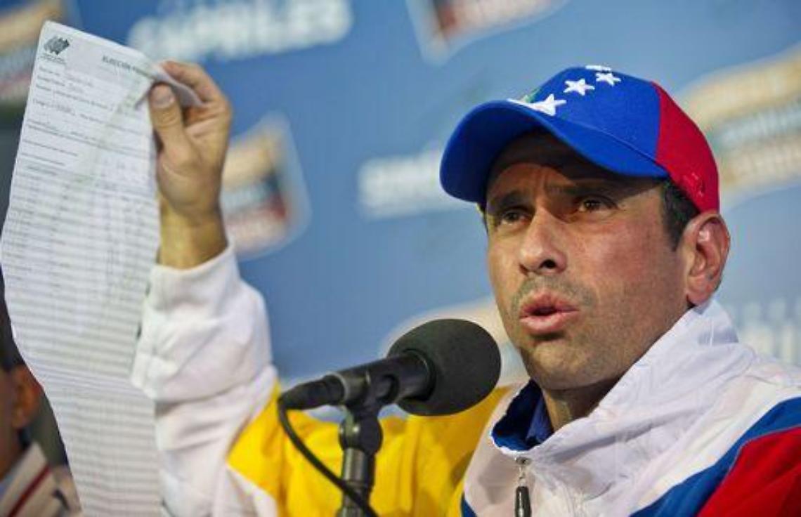 Venezuela/ Capriles denuncia:Irregolarit&agrave; in 1,4 milioni di voti