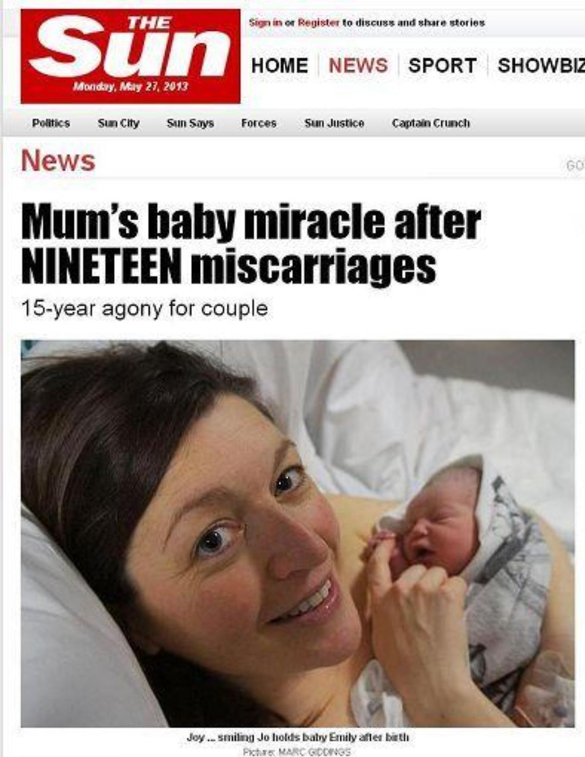 Gb/ Diventa madre dopo 19 aborti: "Bimba miracolata"