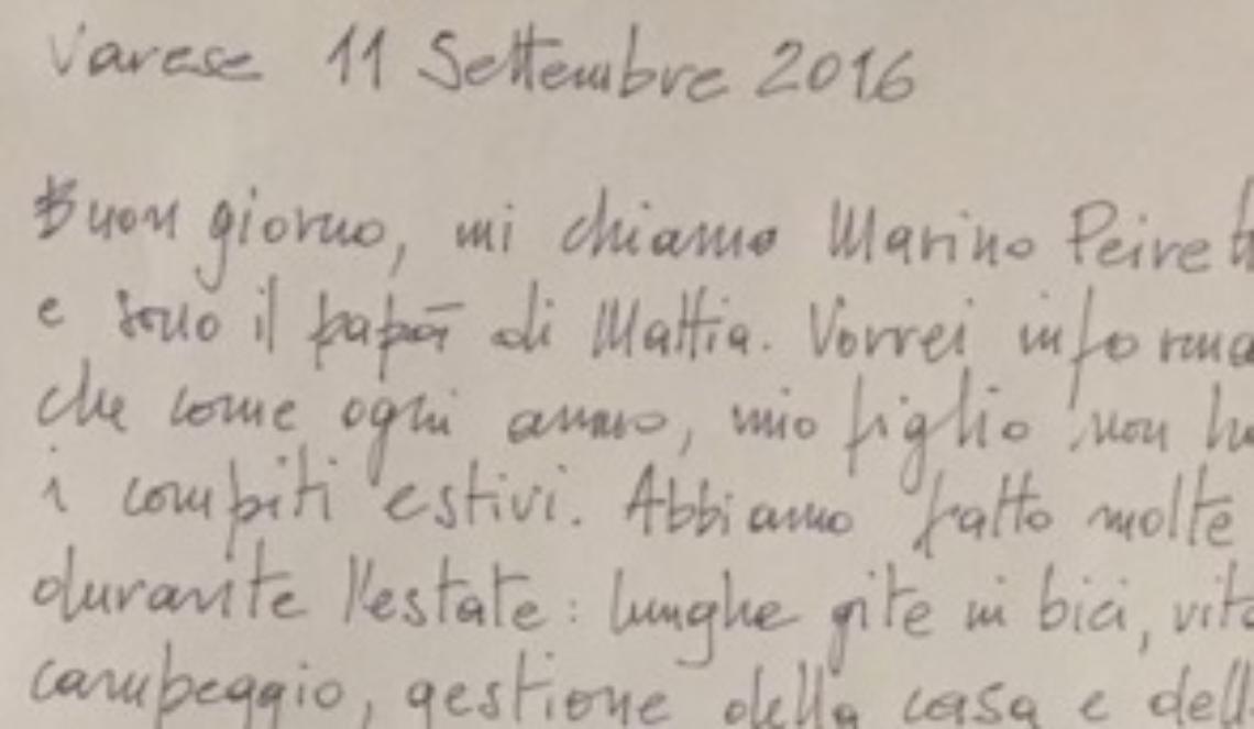 Caro padre di Mattia...