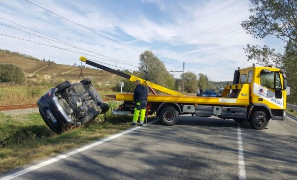 Incidente all'Opessina: auto si ribalta fuori strada