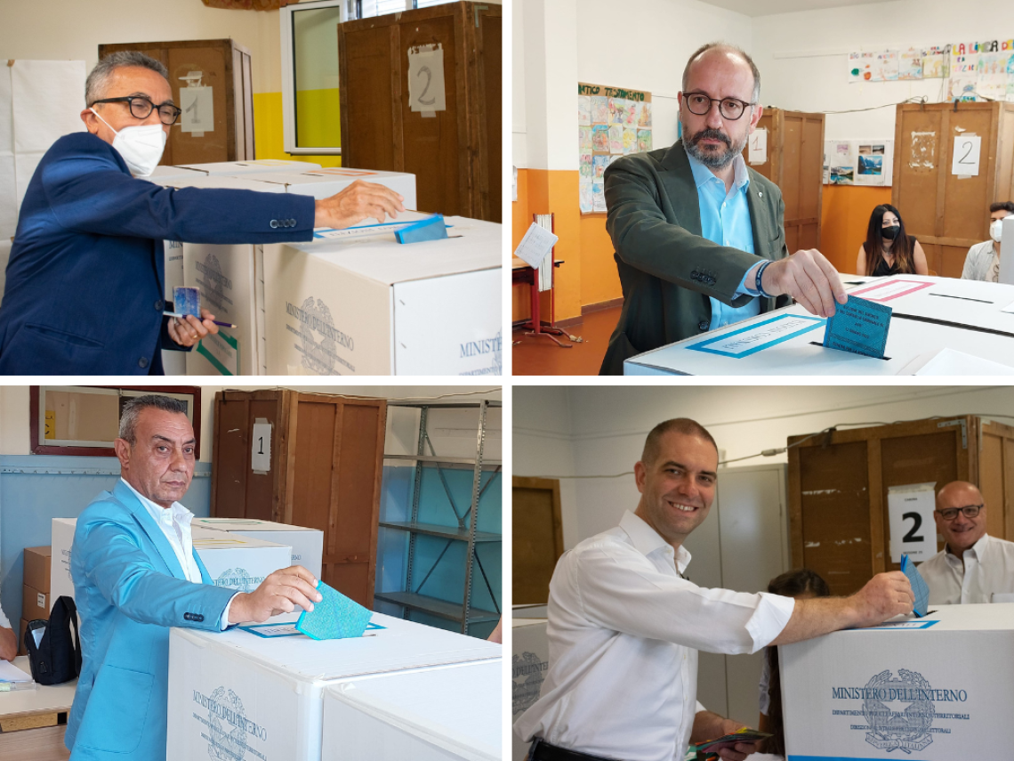 i quattro candidati a sindaco di Asti che votano