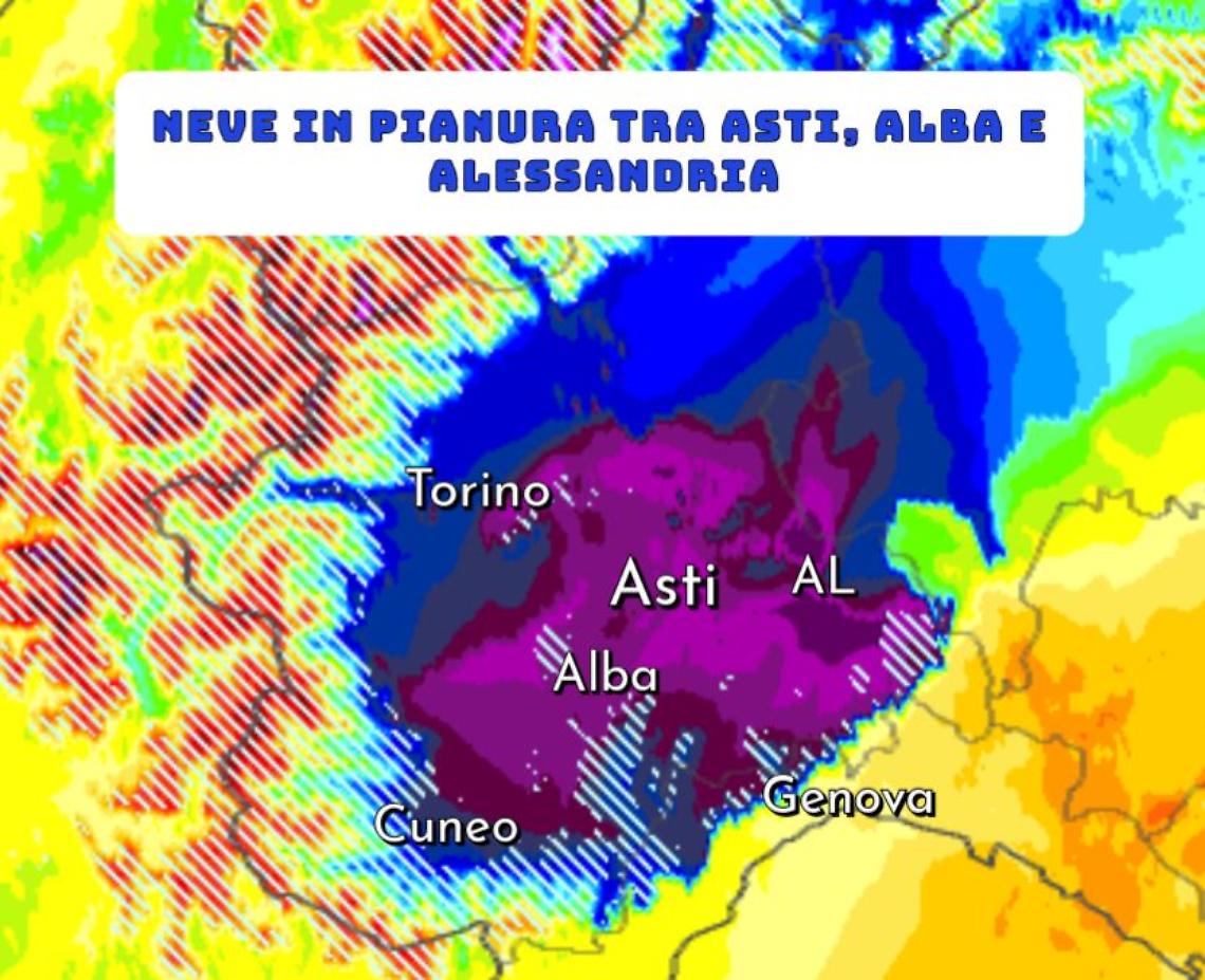 Tra stanotte e marted&igrave; mattina possibile nevicate sull'Astigiano