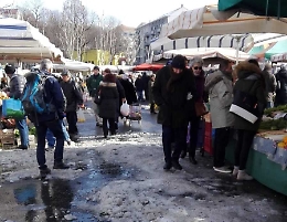 Mercato tra la neve in piazza Campo del Palio: lamentele da parte dei clienti
