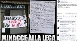 Striscione di Asti Antifascista alla sede della Lega: la solidariet&agrave; di Salvini
