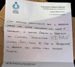 Il bel gesto degli arbitri FIPAV Asti-Cuneo