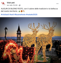 VisitAsti augura buone feste "con la bellezza del nostro territorio", ma usa un'immagine di Govone