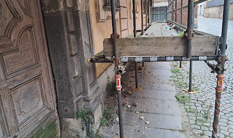 Calcinacci del cornicione di Palazzo Gazelli