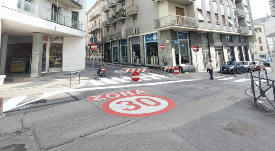 Ipotetica zona 30 in via Fontana