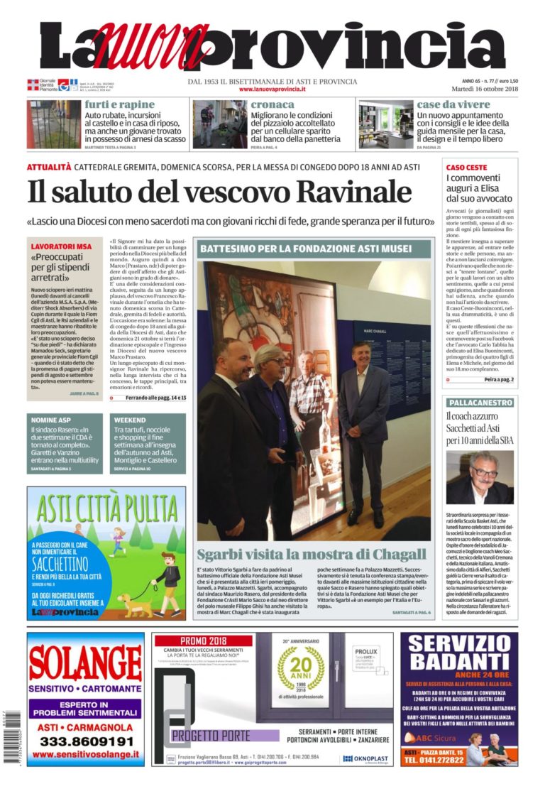 La Prima Pagina Del Giornale Di Oggi La Nuova Provincia 