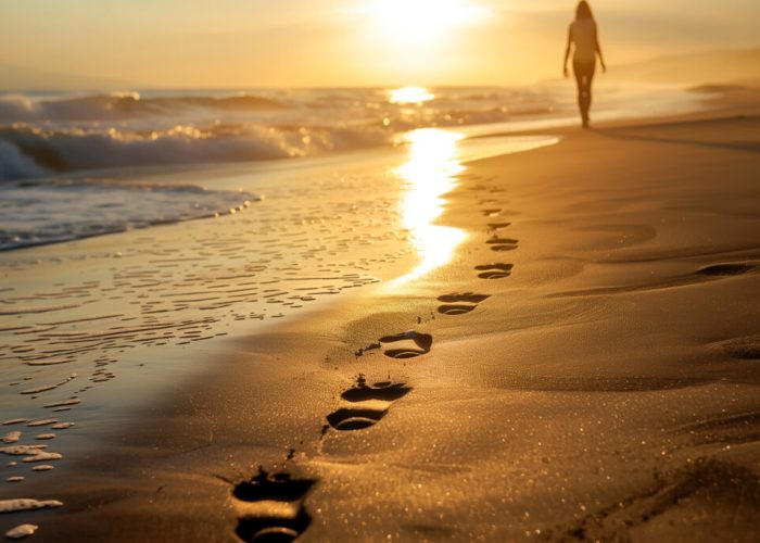Footsteps Along the Sunset Beach Path with Scenic Ocean Views