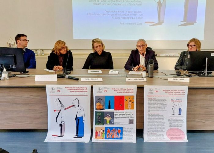Grimaldi e altri curatori del volume sul body shaming