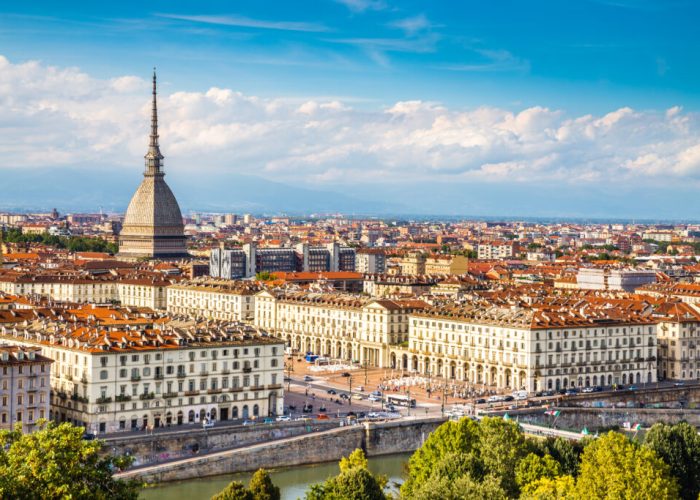 View of Turin centre with Mole Antonelliana Italy