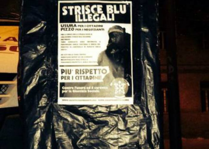 CasaPound contro le strisce blu. E il parchimetro viene "incappucciato"