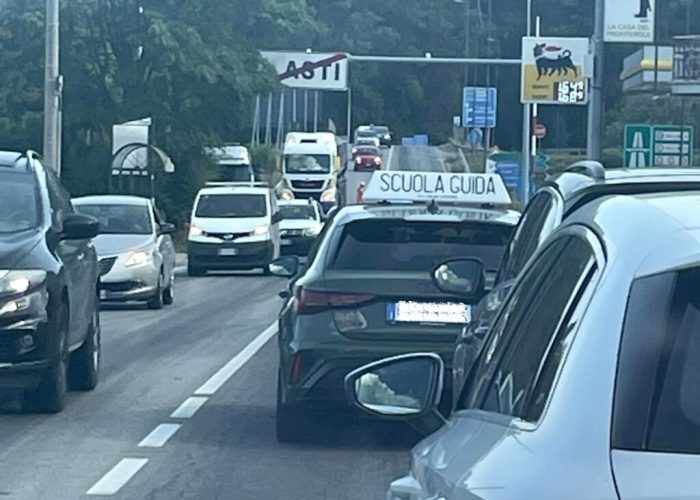 coda corso Savona per cantiere dell'Anas