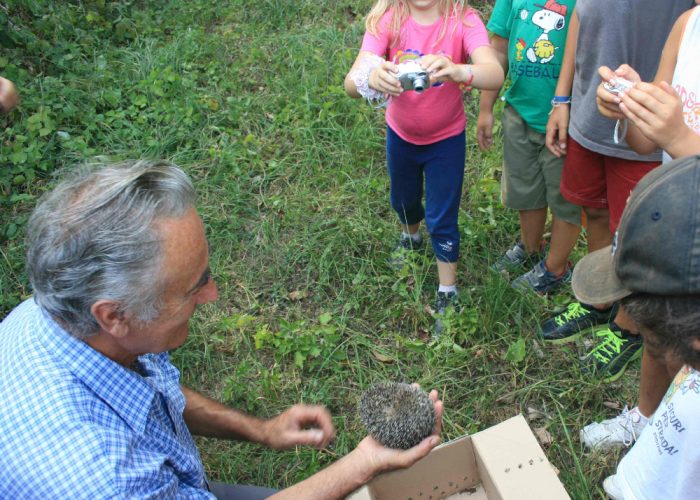 I bambini assistono alla liberazionedi ricci e uccelli nell'Oasi WWF