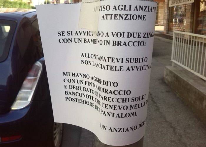 L'allerta del volantino misterioso:«Così due zingare mi hanno derubato»