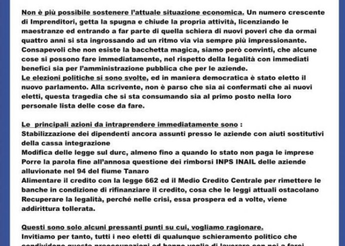 "Adesso basta!", la richiesta-protesta di Confartigianato sui muri della città