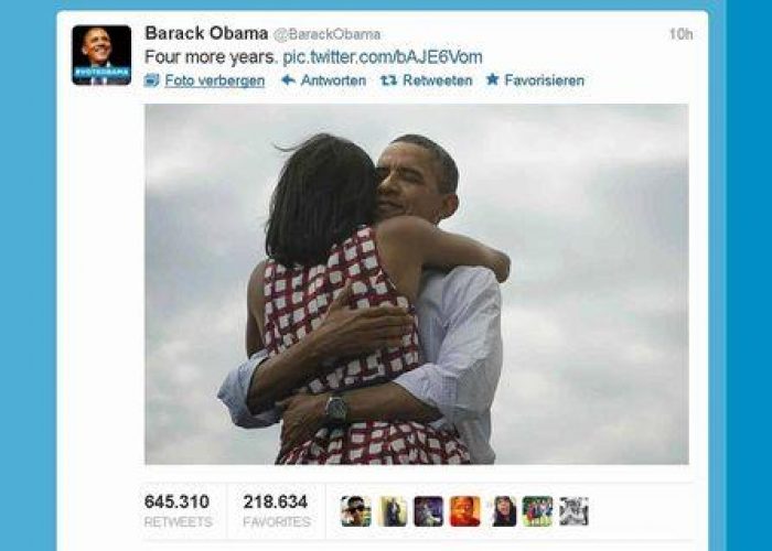 Usa 2012/ Foto abbraccio Barack e Michelle, 3,6 mln di 